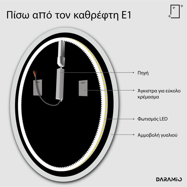 Στρογγυλός καθρέφτης με φωτισμό με Φως LED E1