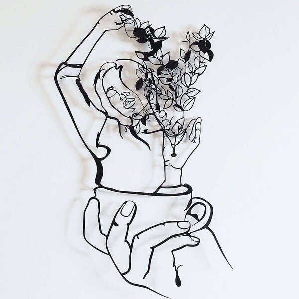 Διακοσμητικό Τοίχου Coffee Girl Line Art 507ATP1193 61x100cm Black Wallity