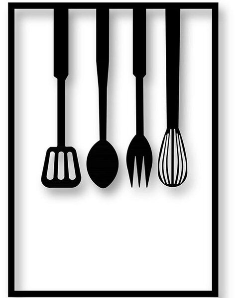 Διακοσμητικό Τοίχου Kitchen Set 579LDN1139 50x70cm Black Wallity