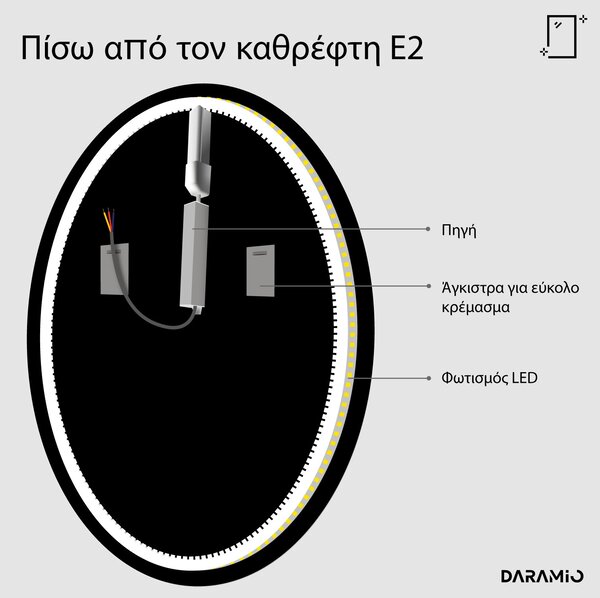 Στρογγυλός καθρέφτης με φωτισμό με Φως LED E2