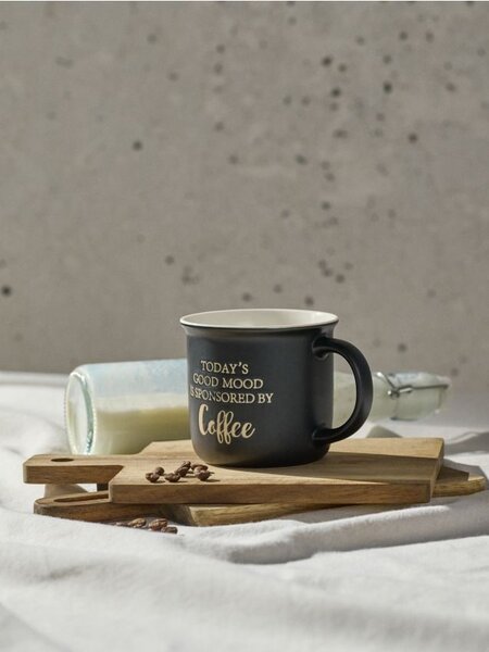 Sinsay - Κεραμική κούπα με επιγραφή Today’s Good Mood Is Sponsored By Coffee - μαυρο