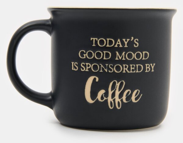 Sinsay - Κεραμική κούπα με επιγραφή Today’s Good Mood Is Sponsored By Coffee - μαυρο