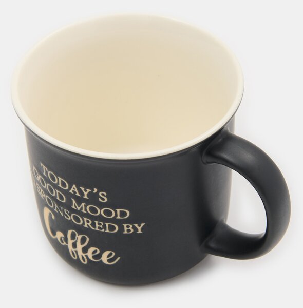 Sinsay - Κεραμική κούπα με επιγραφή Today’s Good Mood Is Sponsored By Coffee - μαυρο