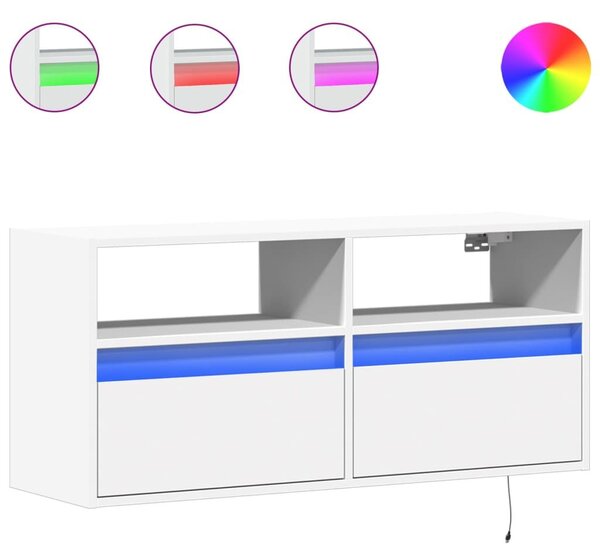 Έπιπλο Τοίχου Τηλεόρασης με LED Λευκό 100x31x45 εκ. - Λευκό