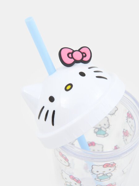 Sinsay - Κούπα με καπάκι και καλαμάκι Hello Kitty - πολυχρωμο