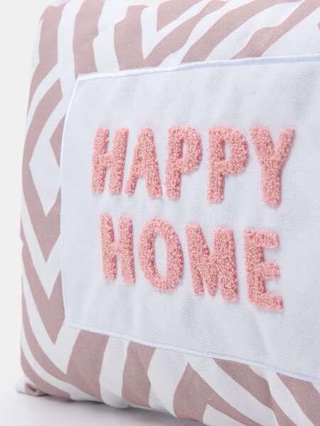 Sinsay - Διακοσμητικό μαξιλάρι με επιγραφή HAPPY HOME - κρεμ