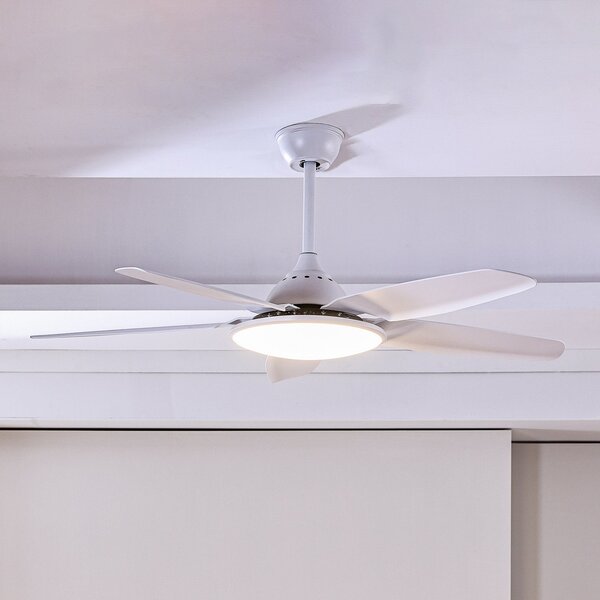 Lucande LED ανεμιστήρας οροφής Divian, λευκός, DC, αθόρυβος, CCT, Λευκό, Σαλόνι / τραπεζαρία, Μέταλλο, σύγχρονο