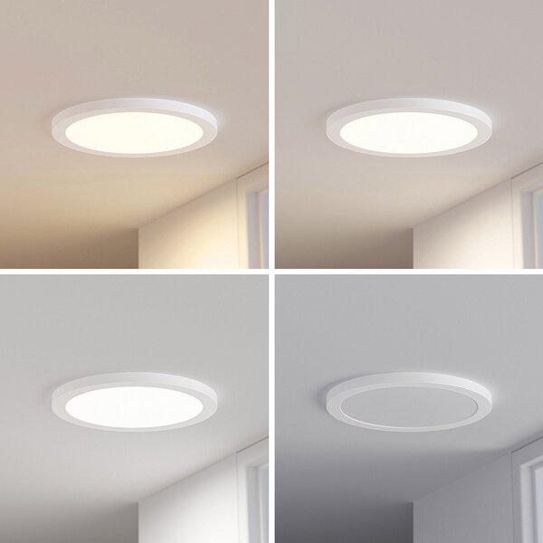 PRIOS Φωτιστικό οροφής Prios LED Aureka, ανιχνευτής κίνησης, Ø 33 cm, λευκό, Λευκό, Σαλόνι / τραπεζαρία, Αλουμίνιο, σύγχρονο, Οροφή στρογγυλή άμεση
