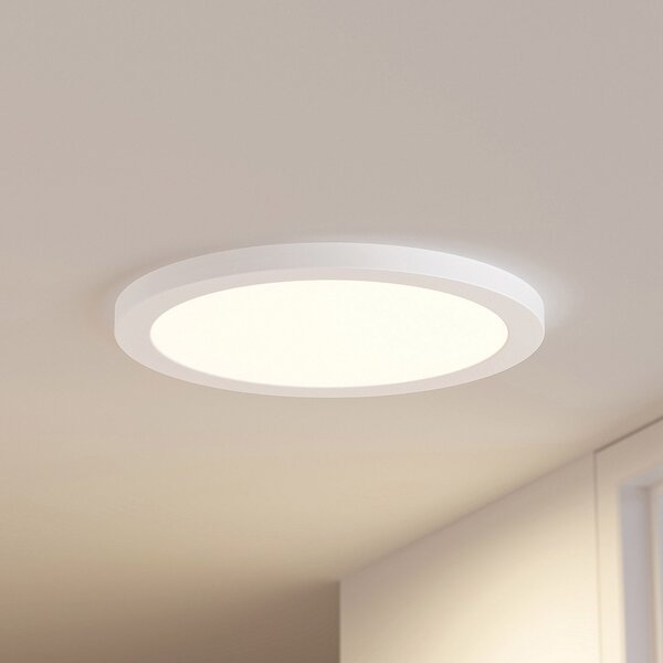 PRIOS Φωτιστικό οροφής Prios LED Aureka, ανιχνευτής κίνησης, Ø 33 cm, λευκό, Λευκό, Σαλόνι / τραπεζαρία, Αλουμίνιο, σύγχρονο, Οροφή στρογγυλή άμεση