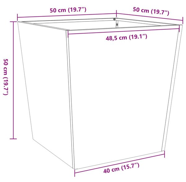 Ζαρντινιέρα Κήπου 50x50x50 εκ Ατσάλι Σκληρυθέν στον Αέρα - Καφέ