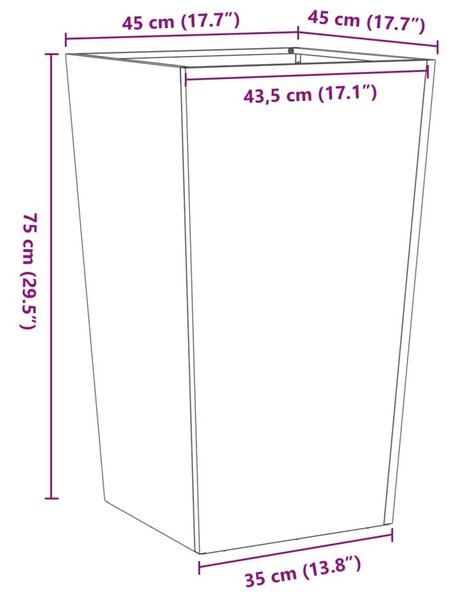 Ζαρντινιέρα Κήπου 45x45x75 εκ. Ανοξείδωτο Ατσάλι - ανοιχτό γκρι