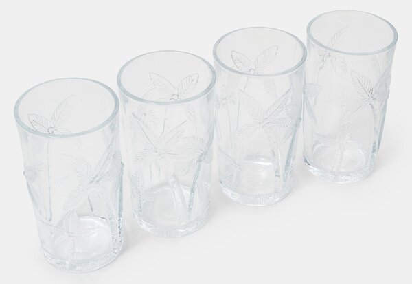 Sinsay - Σετ ποτηριών με ανάγλυφο μοτίβο φοίνικα 4 pack - clear