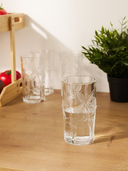 Sinsay - Σετ ποτηριών με ανάγλυφο μοτίβο φοίνικα 4 pack - clear
