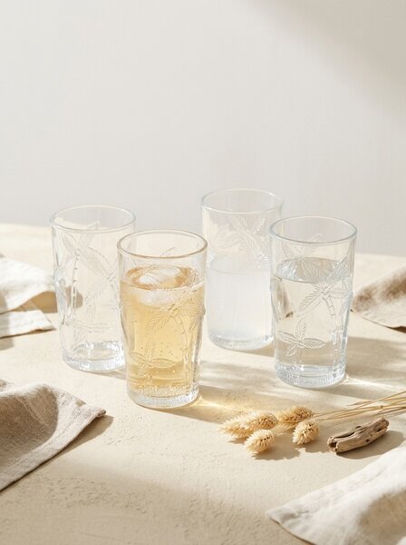 Sinsay - Σετ ποτηριών με ανάγλυφο μοτίβο φοίνικα 4 pack - clear