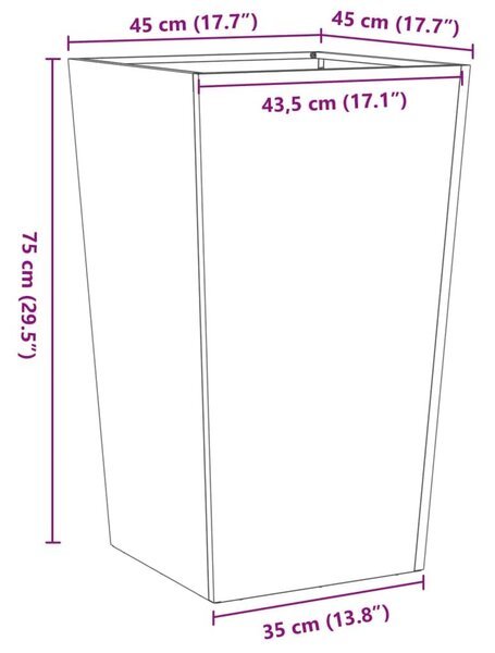 Ζαρντινιέρες Κήπου 2 τεμ. Μαύρο 45x45x75 εκ από Ατσάλι - Μαύρο