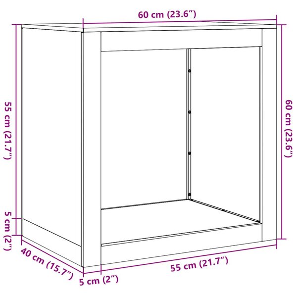 Ράφι Καυσόξυλων Μαύρο 60x40x60 εκ. Ατσάλινο - Μαύρο