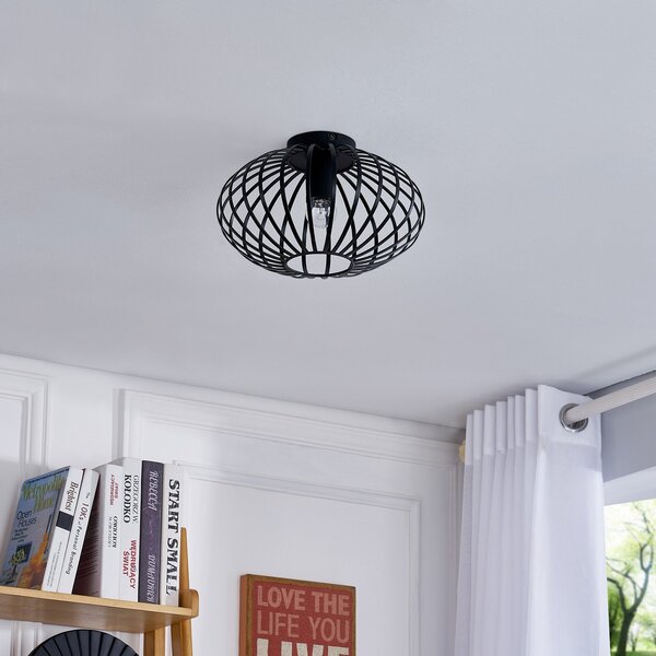 Lindby Maivi φωτιστικό οροφής, μαύρο, 30 cm, σίδερο, κλουβί, ρυθμιζόμενος, Μαύρο, Σαλόνι / τραπεζαρία, Μέταλλο, σύγχρονο