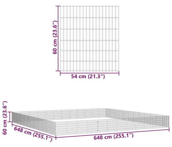 Περίφραξη Ζώων Ελεύθερης Βοσκής 48 Πάνελ 54x60 εκ. Γαλβ. Σίδερο - Ασήμι