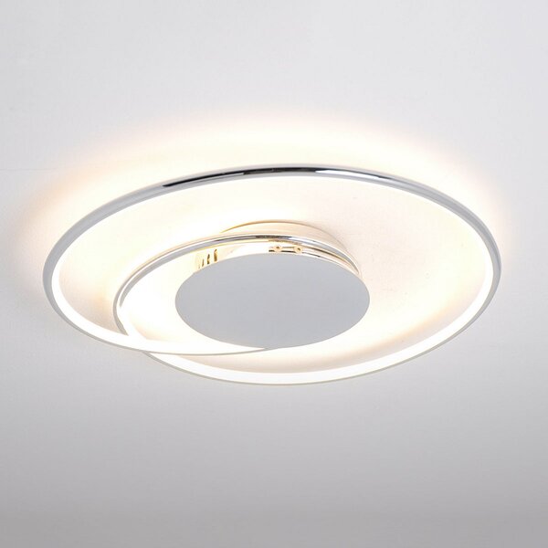 Lindby LED φωτιστικό οροφής Joline, Ø 45 cm, χρώμα χρώμιο, μέταλλο, Μεταλλικό, Σαλόνι / τραπεζαρία, Μέταλλο, σύγχρονο