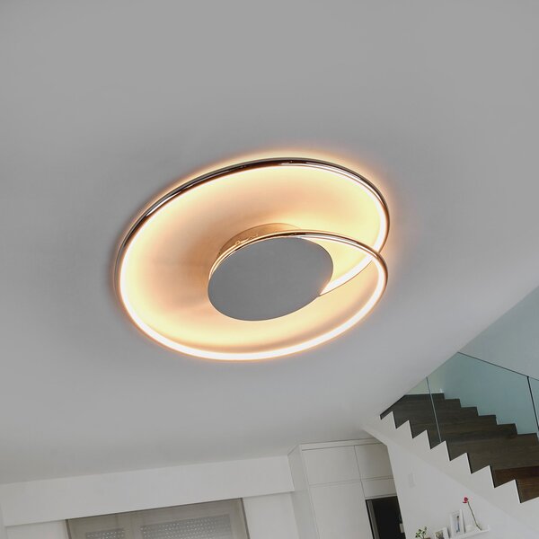 Lindby LED φωτιστικό οροφής Joline, Ø 45 cm, χρώμα χρώμιο, μέταλλο, Μεταλλικό, Σαλόνι / τραπεζαρία, Μέταλλο, σύγχρονο