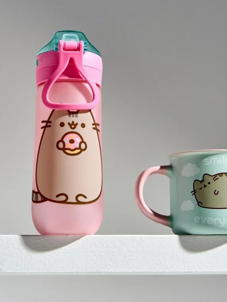 Sinsay - Μπουκάλι νερού με λαβή και καλαμάκι Pusheen the Cat - πολυχρωμο