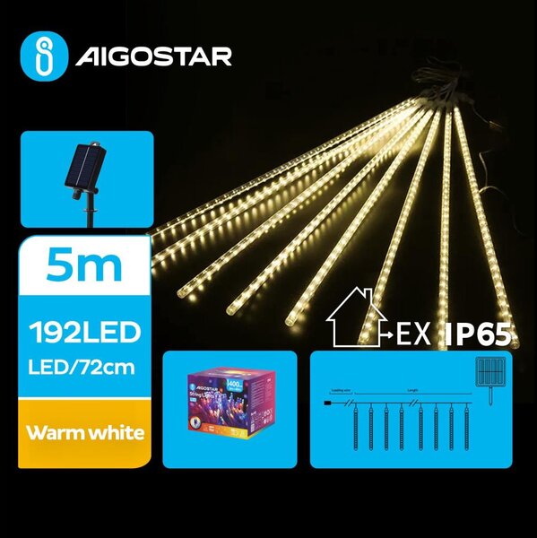 Aigostar - LED Solar Χριστουγεννιάτικα λαμπάκια 192xLED/8m IP65 θερμό λευκό