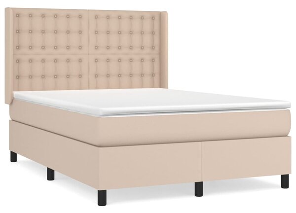 VidaXL Κρεβάτι Boxspring με Στρώμα Καπουτσίνο 140x200εκ.από Συνθ.Δέρμα