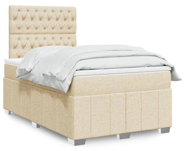 VidaXL Κρεβάτι Boxspring με Στρώμα Κρεμ 120x190 εκ. Υφασμάτινο