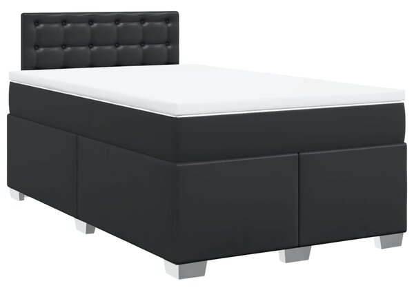 VidaXL Κρεβάτι Boxspring με Στρώμα Μαύρο 120x190εκ.από Συνθετικό Δέρμα