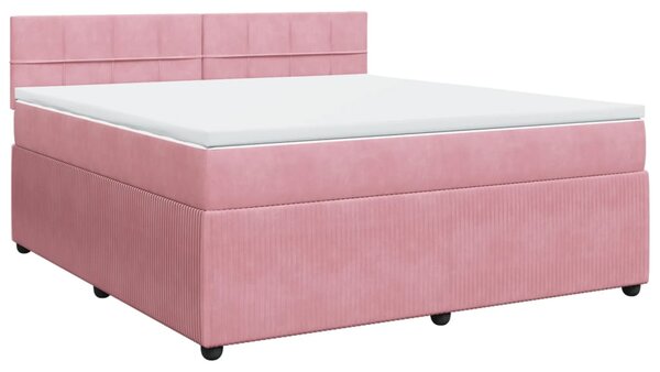 VidaXL Κρεβάτι Boxspring με Στρώμα Ροζ 180x200 εκ. Βελούδινο