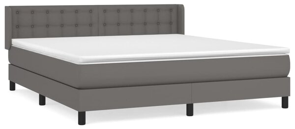 VidaXL Κρεβάτι Boxspring με Στρώμα Γκρι 160x200εκ. από Συνθετικό Δέρμα