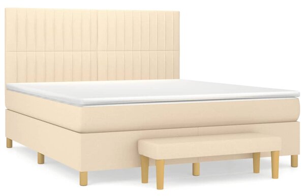 VidaXL Κρεβάτι Boxspring με Στρώμα Κρεμ 160x200 εκ. Υφασμάτινο