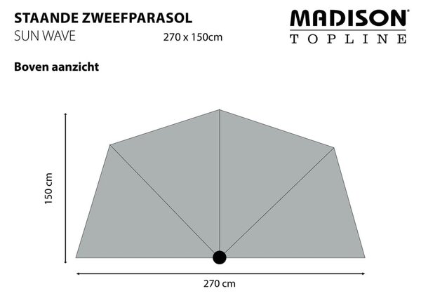 Madison Ομπρέλα Βεράντας Sun Wave Χρυσοκίτρινο 270 x 150 εκ. - Κίτρινο