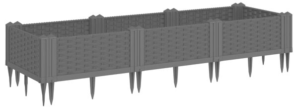 VidaXL Ζαρντινιέρα με Πασσάλους Μαύρη 125x40x28,5 εκ. Πολυπροπυλένιο