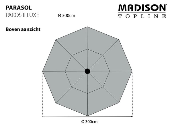 Madison Ομπρέλα Κήπου Paros II Luxe Ανοιχτό Γκρι 300 εκ. - Γκρι