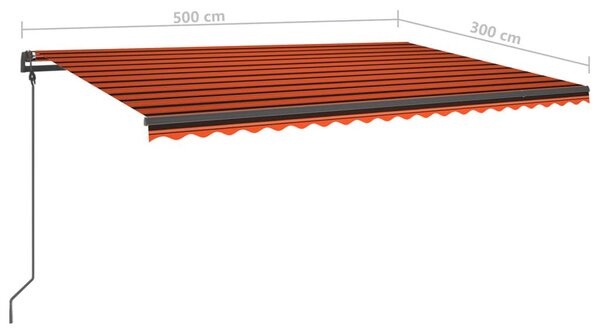 Τέντα Αυτόματη με LED&Αισθητ. Ανέμου Πορτοκαλί / Καφέ 5 x 3 μ. - Πολύχρωμο