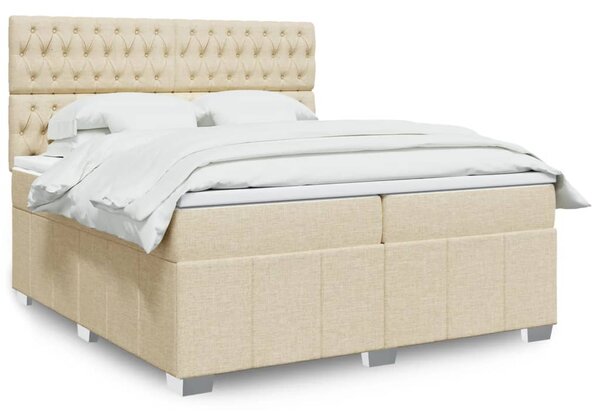 VidaXL Κρεβάτι Boxspring με Στρώμα Κρεμ 200x200 εκ. Υφασμάτινο