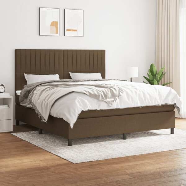 VidaXL Κρεβάτι Boxspring με Στρώμα Σκούρο Καφέ 160x200 εκ Υφασμάτινο