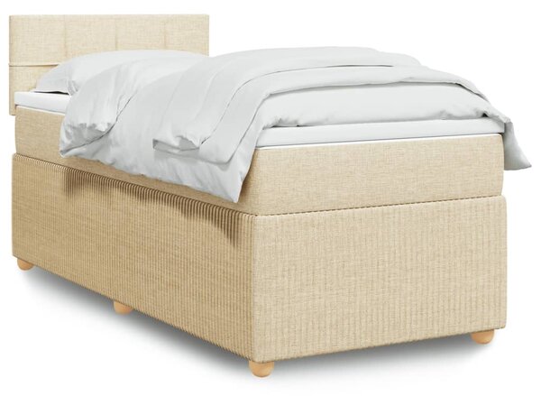 VidaXL Κρεβάτι Boxspring με Στρώμα Κρεμ 90x200 εκ.Υφασμάτινο