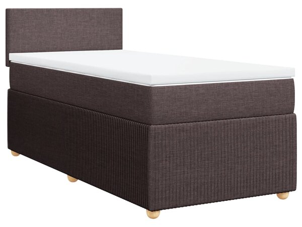 VidaXL Κρεβάτι Boxspring με Στρώμα Σκούρο Καφέ 90x200 εκ. Υφασμάτινο