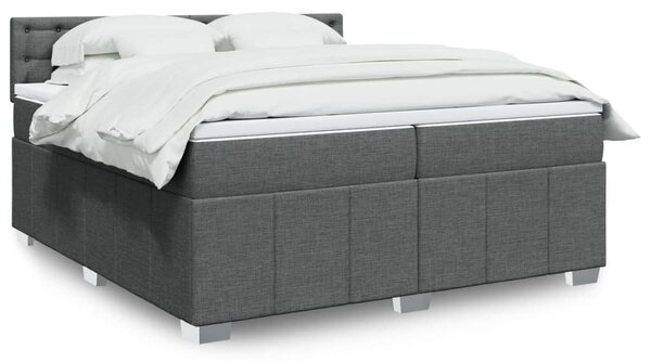 VidaXL Κρεβάτι Boxspring με Στρώμα Σκούρο Γκρι 200x200 εκ. Υφασμάτινο