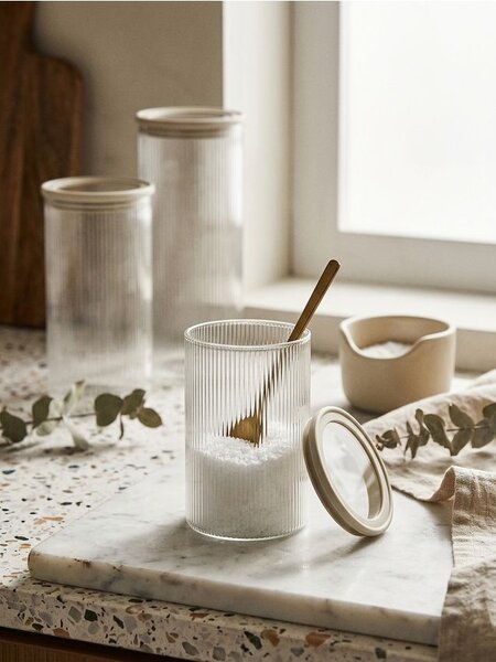 Sinsay - Βάζο φαγητού με ραβδώσεις και καπάκι - clear