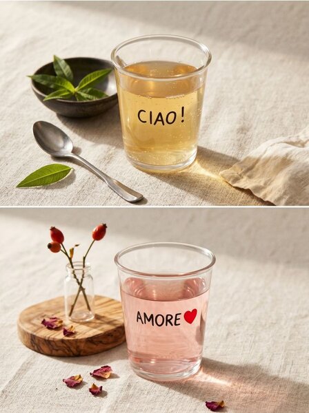 Sinsay - Ποτήρια με επιγραφές CIAO! και AMORE 2 pack - μαυρο
