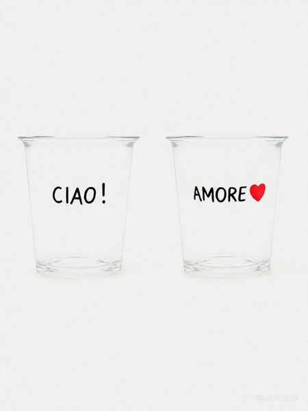 Sinsay - Ποτήρια με επιγραφές CIAO! και AMORE 2 pack - μαυρο