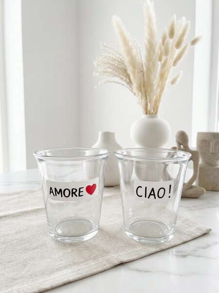 Sinsay - Ποτήρια με επιγραφές CIAO! και AMORE 2 pack - μαυρο