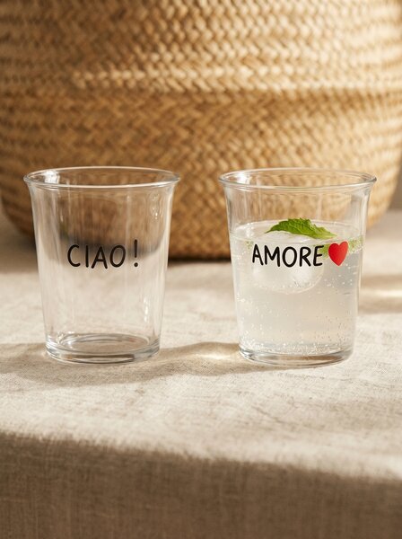 Sinsay - Ποτήρια με επιγραφές CIAO! και AMORE 2 pack - μαυρο