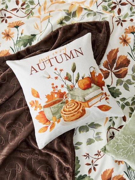 Sinsay - Μαξιλαροθήκη με φθινοπωρινό σχέδιο κολοκύθας - κρεμ
