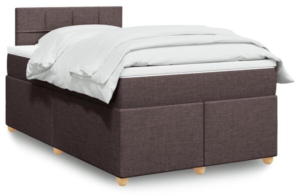 VidaXL Κρεβάτι Boxspring με Στρώμα Σκούρο Καφέ 120x200 εκ. Υφασμάτινο