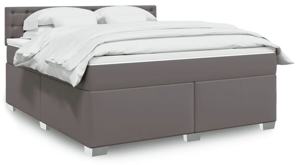 VidaXL Κρεβάτι Boxspring με Στρώμα Γκρι 180x200 εκ. Συνθετικό Δέρμα