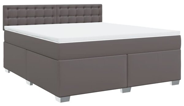 VidaXL Κρεβάτι Boxspring με Στρώμα Γκρι 180x200 εκ. Συνθετικό Δέρμα